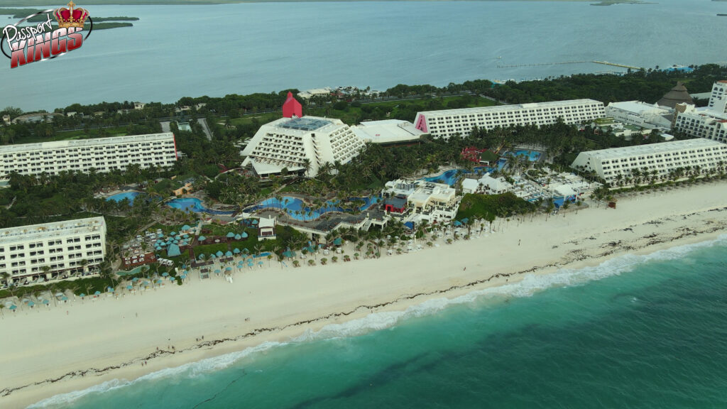 The beaches of Cancun are in the Hotel Zone, 1 street over from Kukulkan.